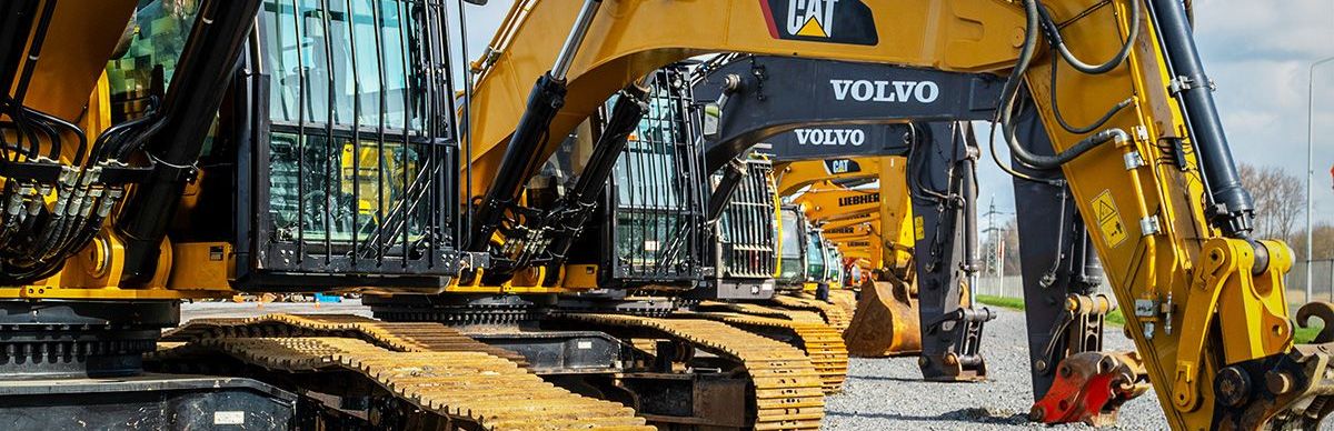 A close-up view of the Volvo crawler excavator.