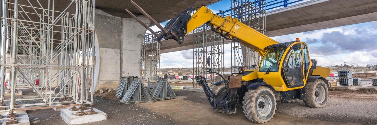 A Telehandler at a construction site.