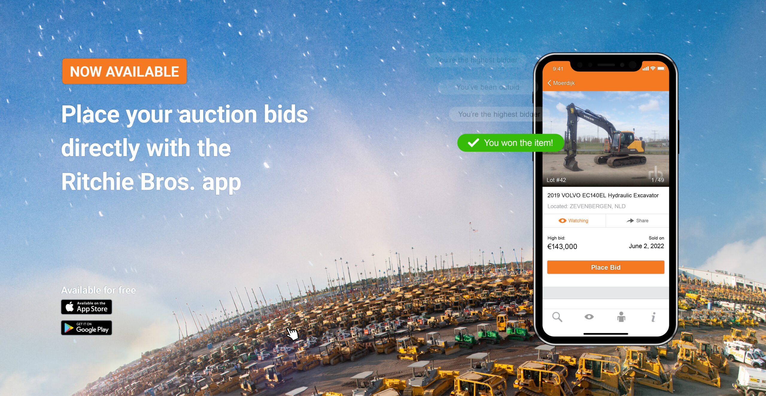 Promotional campaign about the auction bids with Ritchie Bros. App