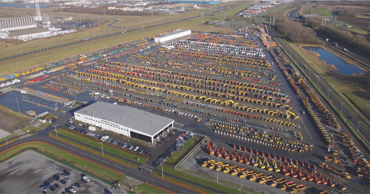 An aerial view of the auction yard.