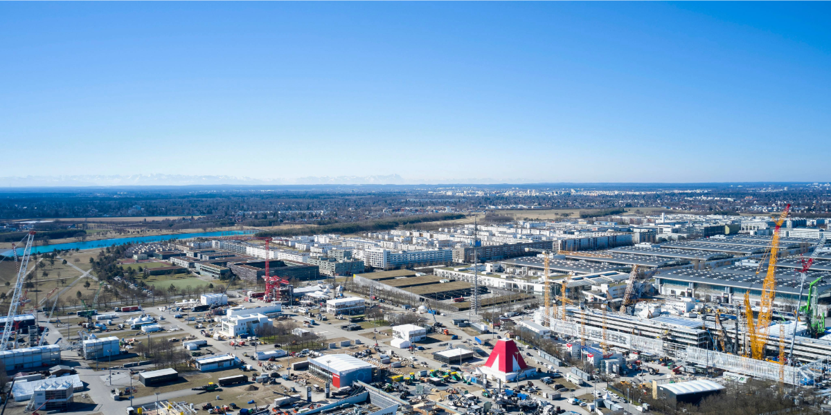 An aerial view of the Bauma 2025 trade fair.