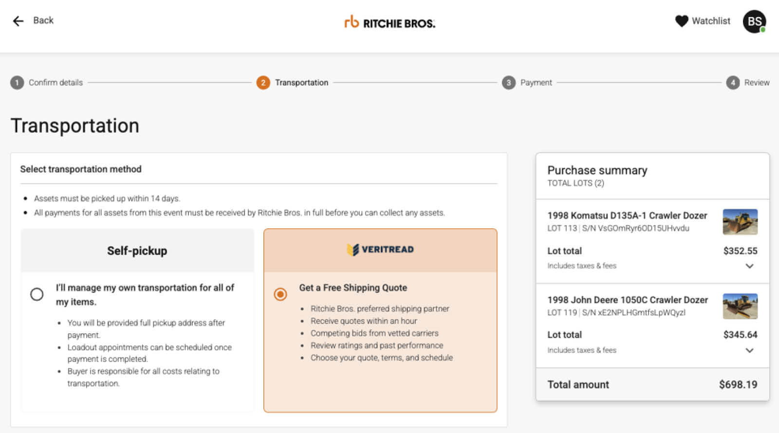 A transportation option method for RB customers.
