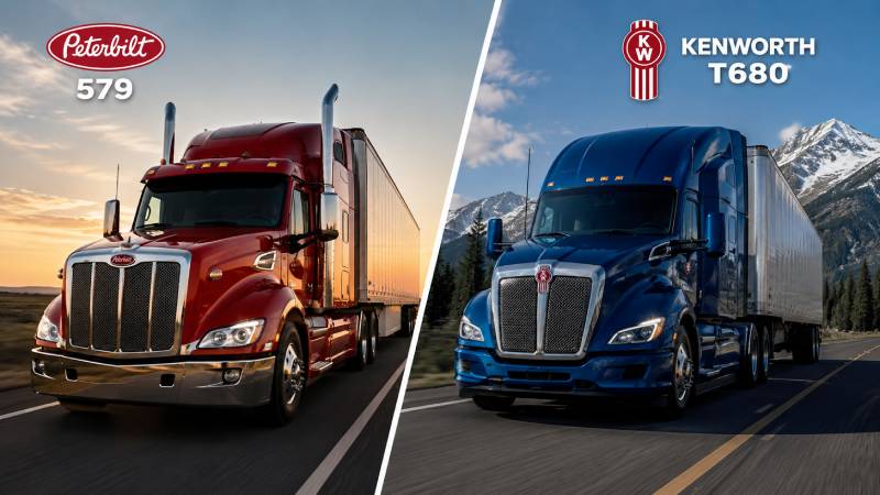 Kenworth and Peterbilt trucks side by side comparison