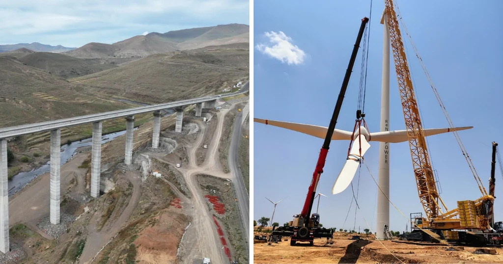 Senqu River Brigde in Lesotho & Dewanchand Ramsaran Corporation crawler cranes